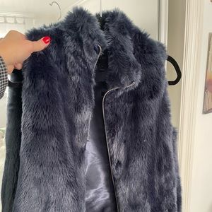 J Crew Blue Fur Vest